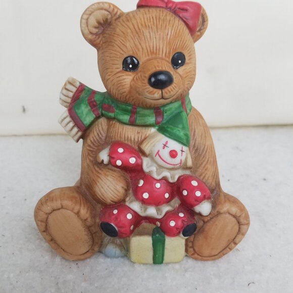 Teddy Bear Christmas Figures Taiwan #5251 1980s HOMCO porcelain pair - Picture 7 of 13